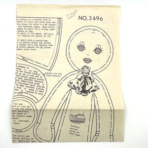 Vintage Old Fashion Doll Pattern #3496 Finished Size Approximately 14" HTF RARE